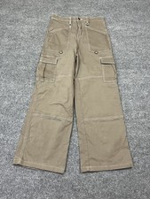 Y2K 90s Utility Wide Leg Cargo Pants S Festival Rave Gorpcore Work Streetwear