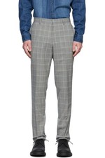 Hugo Boss Mens Regular Fit Wool Glen Plaid Pants 34R x 32L Dark Grey - NWT 198