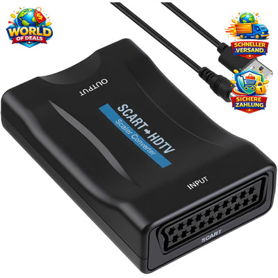 Scart auf HDMI Adapter 1080p/720p Video Audio Wandler mit USB-Stromkabel für TV