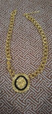 Vintage Heavy Gold Tone Metal Lion Head necklace