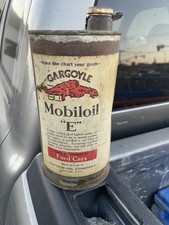 Vintage Gargoyle Mobil oil E Oil Can Full 1930s Mobiloil