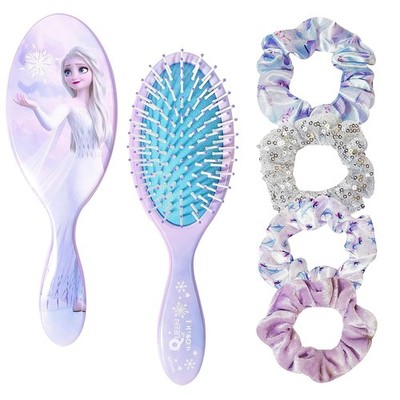 Frozen Princess Elsa Hair Accessory 5 Pcs Set - 1 Regular 9 inch Frozen Hairbrus