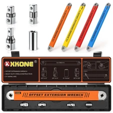 Offset Extension Wrench Set(4 Colors),15.4" Wrench with 1/4",3/8",1/2" Square...