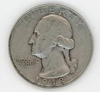 1948  Washington Quarter  90% Silver Philadelphia  Mint  ***FREE SHIP***