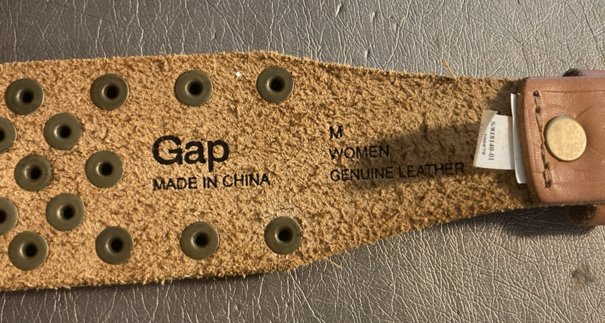 Gap Brown Leather Brass Studded Wide Belt Boho Country Size  display picture 3