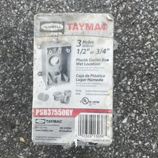 Hubbell TAYMAC PSB37550GY Outlet Box 3-Outlet Gray PVC Weatherproof Outdoor
