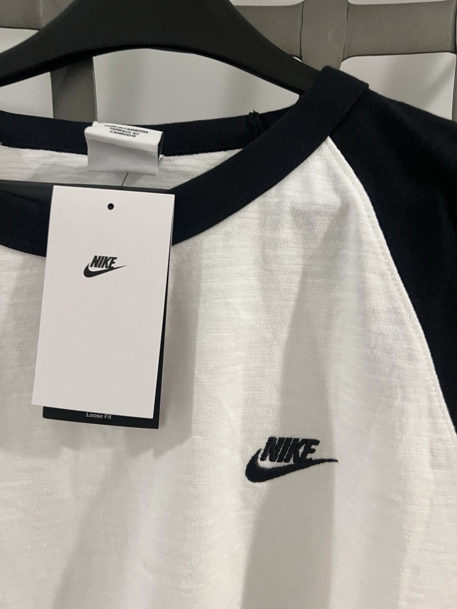 Mens Nike Sportswear Club 3-4 Sleeve Raglan Top_Black/White IF0755