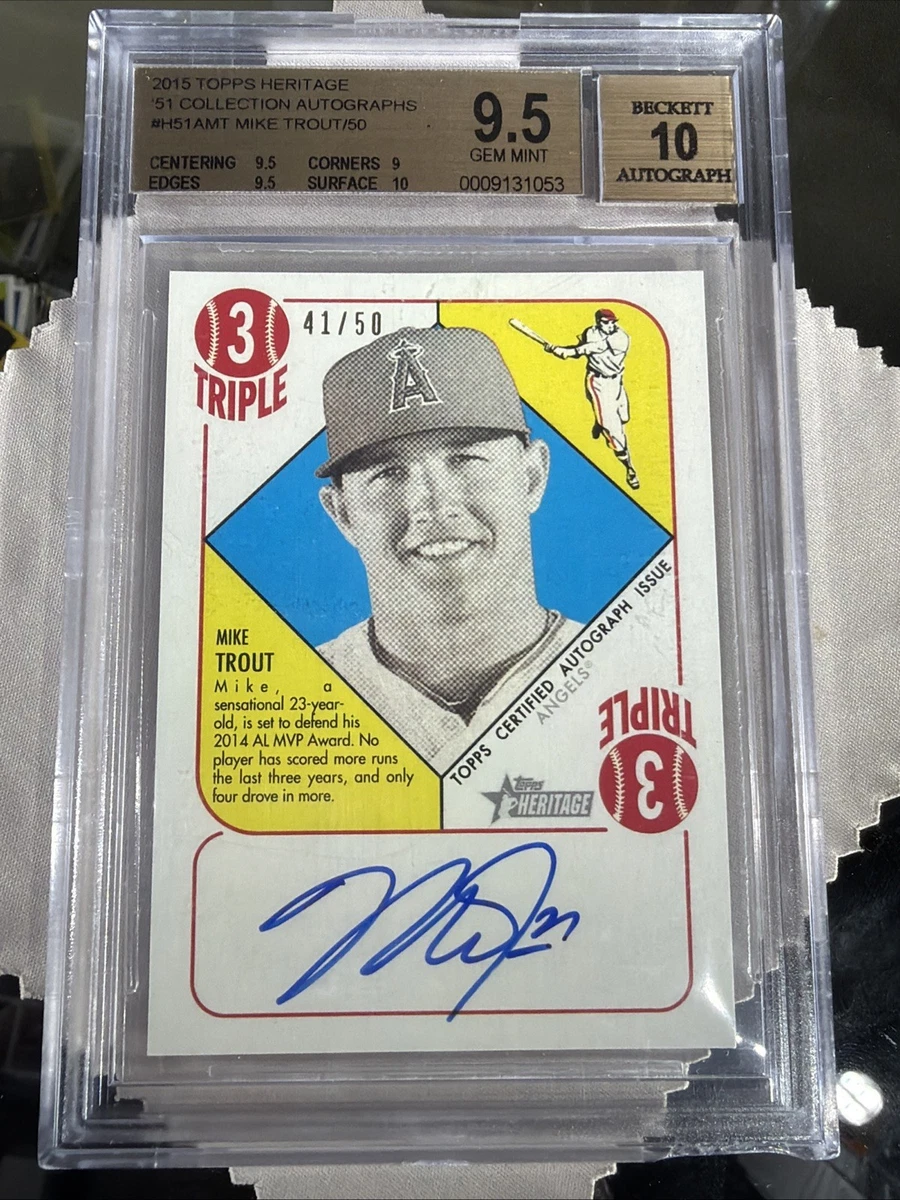 Mike Trout Grade 9.5 Baseball Autographed Sports Trading Cards