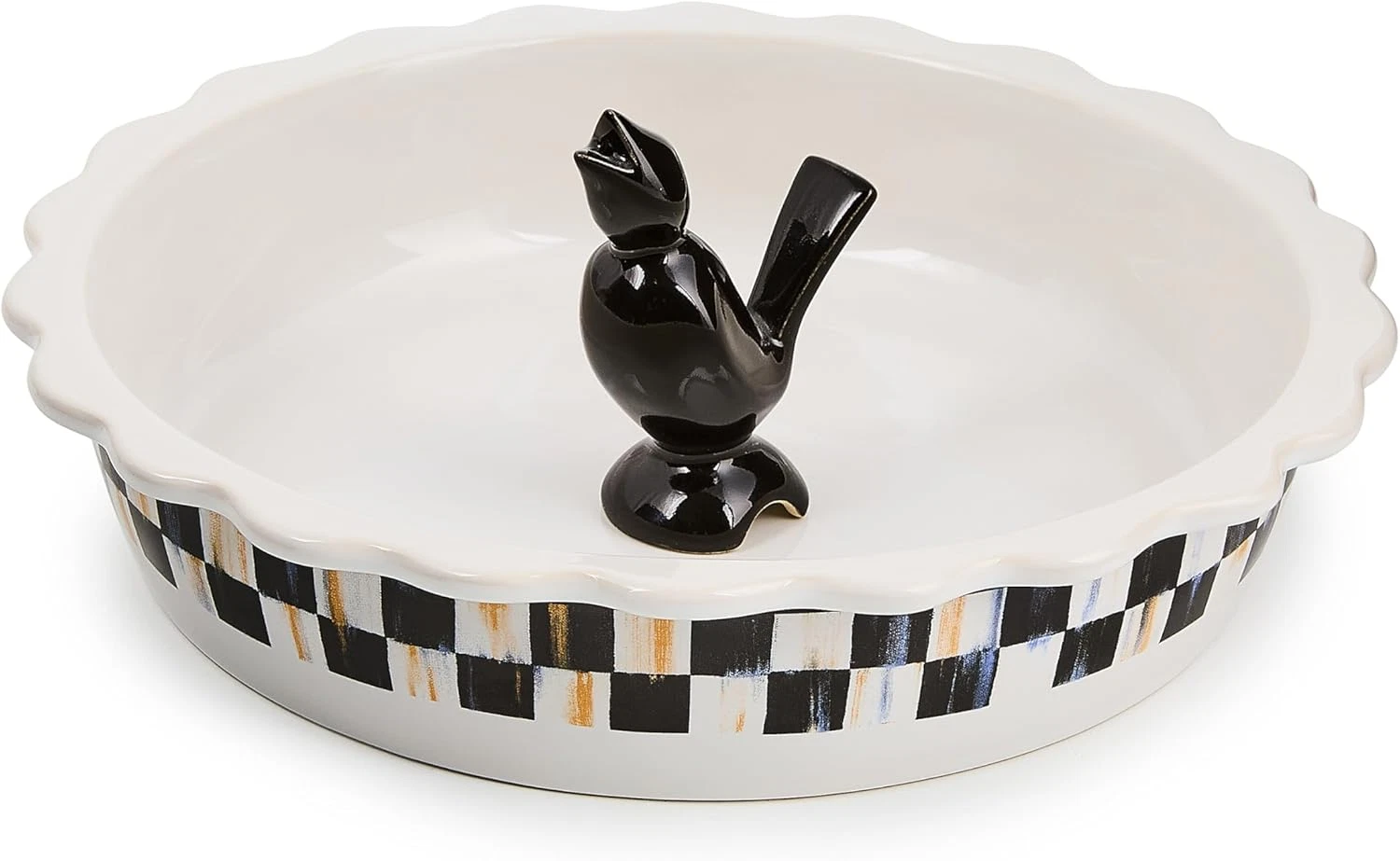 Courtly Check Pie Plate with Bird - Stoneware Baking & Serving Dish
Opens in a new window or tab