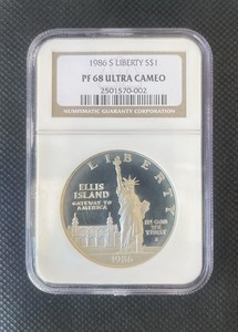 1986 S  LIBERTY  S$1 SILVER NGC PF68 ULTRA  Cameo slight toning 
