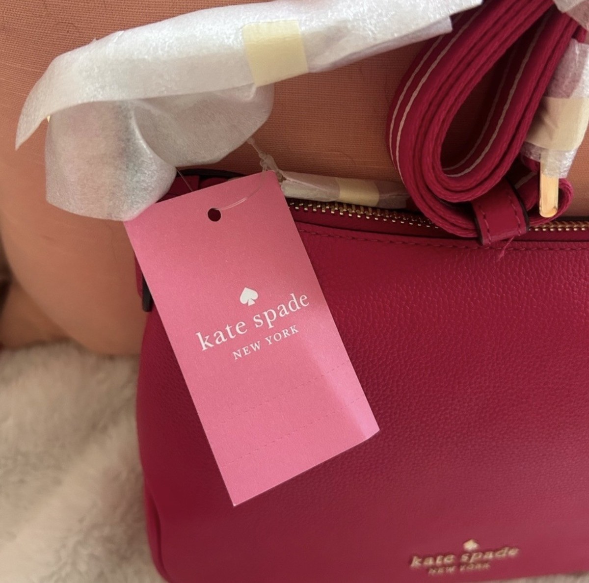 Kate Spade Small Crossbody Bag Pink Fuchsia Pebbled Leather NWT