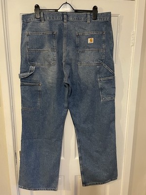 Carhartt WIP Double Knee Carpenter Pants Blue Denim Loose Fit W38 L32