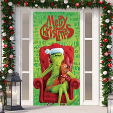 Merry Christmas Door Cover Christmas Front Porch Door Sign Banner Christmas Xmas