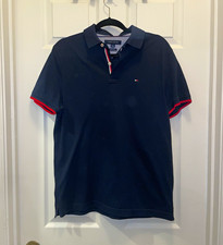 Tommy Hilfiger Custom Fit Men's Polo Shirt M Navy Short Sleeve Contrast Trim