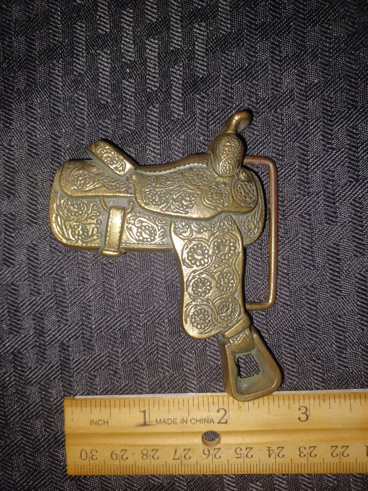 Baron Belt Buckle Solid Brass Fancy Western Saddl… - image 7