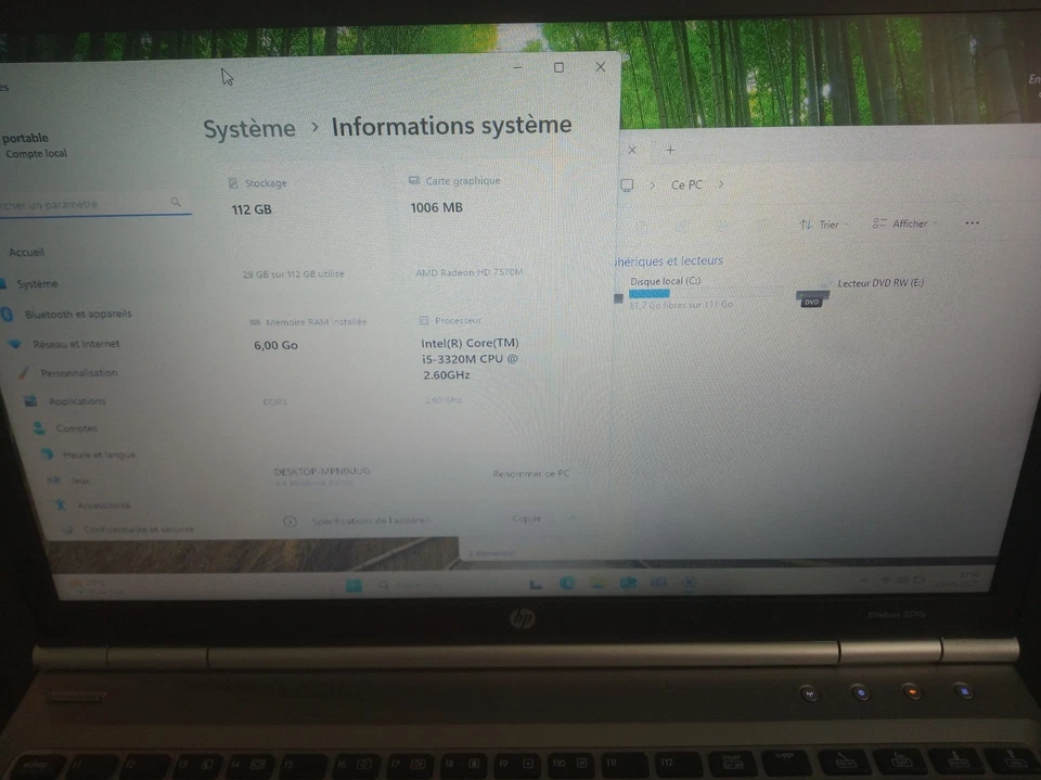 Ordinateur portable HP Elitebook 8570p 6GB RAM SSD 120 GB PCP0157 - Image 2 of 4