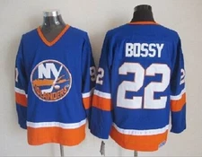Men's No.22 Mike Bossy Jersey Retro Style Blue