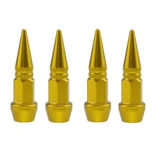 4x Spike Bullet Valve Stem Caps Cover Tire Wheel Screw-on Metal Aluminum Pointed
