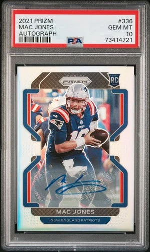 MAC JONES 2021 PANINI PRIZM ROOKIE AUTO AUTOGRAPH PRIZM RC CARD PSA MINT 10!
