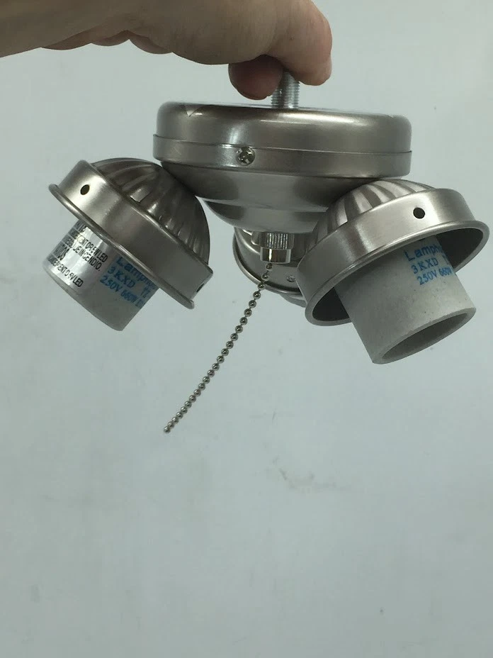 Elite 3-Light Brushed Nickel Ceiling Fan Shades LED Light Kit - Image 3 of 4