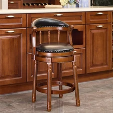 Cow top Leather Wooden Bar Stools,Seat Height 26.5'' Swivel Bar Height Chair 
