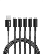 Anker Cable 5 Pack, 6FT , USB A to USB C Cable for iPhone 17 Series,Samsung Gal