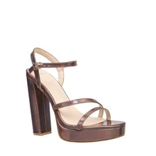 H BY HALSTON Sardinia Sandal In Pewter Iridescent Platform Heels SZ 6 NWOT