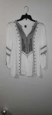 Raj Women's L Shirt Embroidered Boho-Chic Hippie Indian Art to Wear soft unique