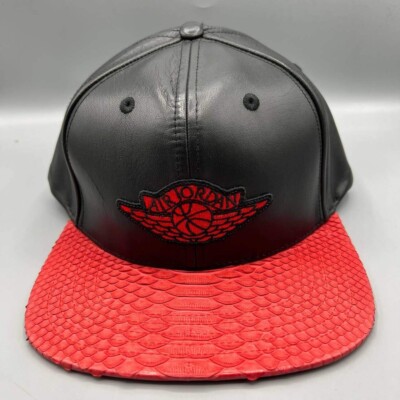 Air Jordan x Just Don Hat Men Black Red Leather Jumpman Wings