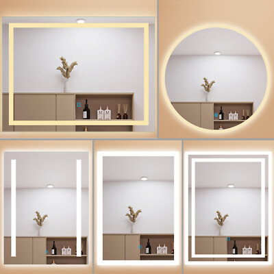 Badspiegel LED Spiegel Warm/Neutral/Kaltweiß Dimmbar MEMORY Touch/Wandschalter