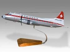 Convair CV440 Swissair Metropolitan Desk Wood Airplane Model Small Scale 1/100