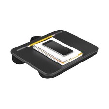 Compact Lap Desk Black 10" x 13.75" Flat Surface Dual-Bolster Cushion Pen Slot