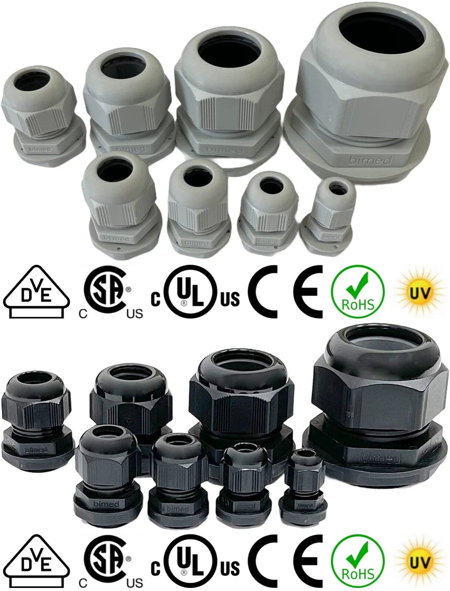 M25 Kabelverschraubung, Dichtung aus Kunststoff, wasserdicht, verstellbar, Kontermutter, schwarz, für 11 mm-18 mm Durchmesser, Kabel, 4 Stück