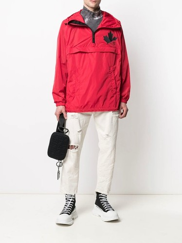 Dsquared2 Jacke Windbreaker Rot XL Polyamide Hoodie Jacked Red