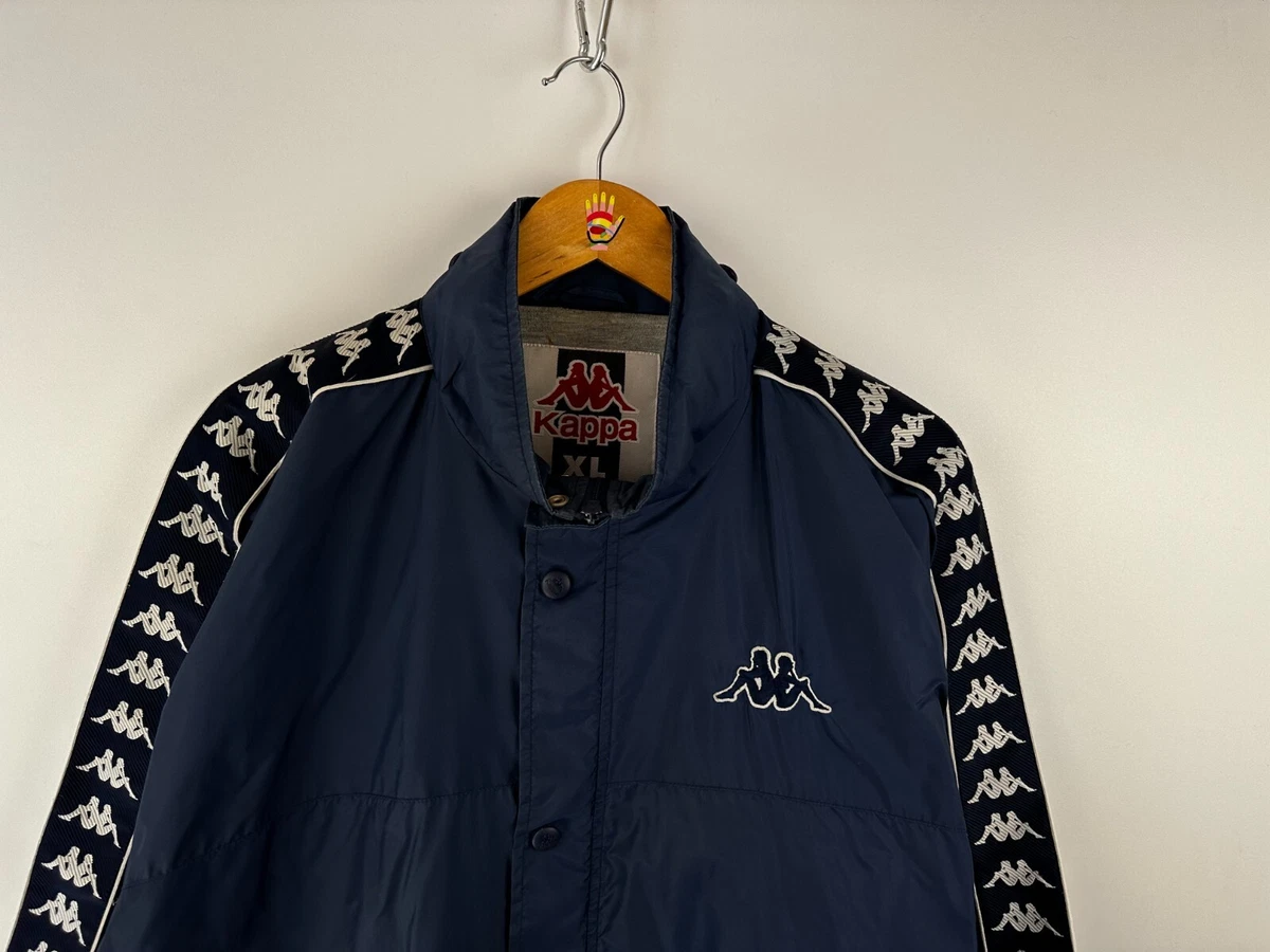 90s Vintage Mens KAPPA Nylon Windbreaker Rain Coat Blue Jacket Size XL