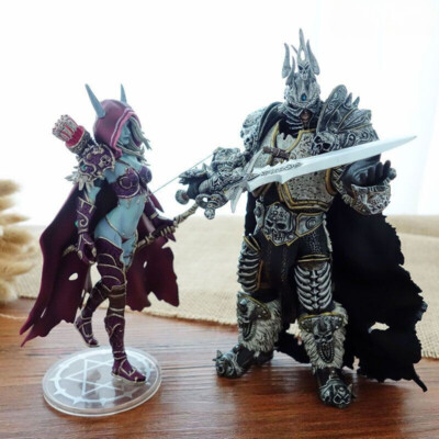 Hot Game WOW Wrath of Lich King Arthas Queen Sylvanas 2Pcs Figure Statue Gift