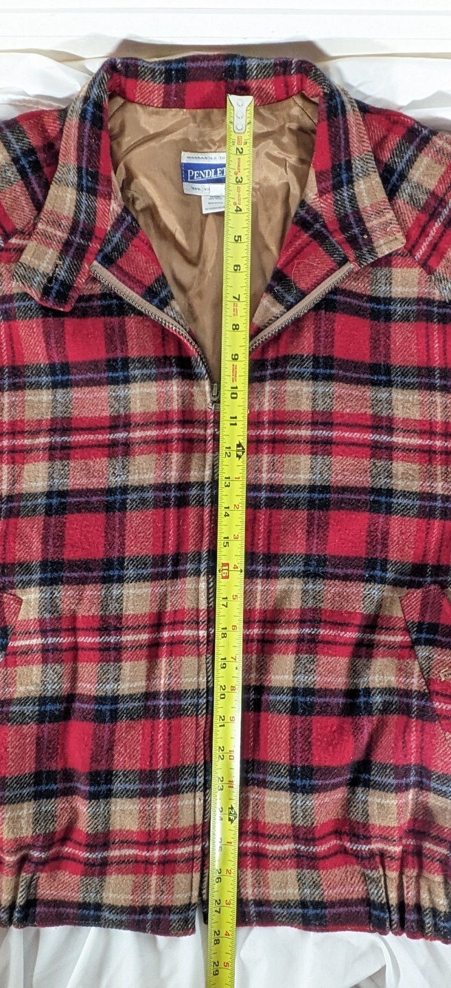 VTG Pendleton Wool Zip Front Plaid Windowpane Jac… - image 15