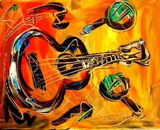 GUITAR FLAMENCO Abstract Modern CANVAS Original   Painting    ADFRfyuGGN