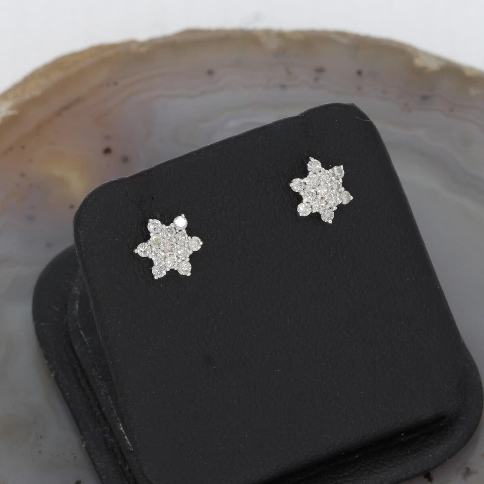 Wert 850 € Brillant Ohrringe Ohrstecker Stern (0,30 carat) 750 18 Karat Weiß ... - Bild 2 von 4