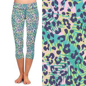 Yoga Waist Capri Leggings Plus Sizes 