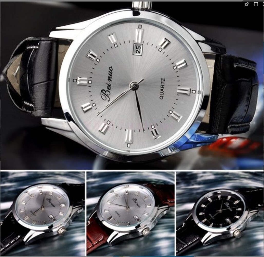 Stylish Casual Men's Watch with Black and White Dial Options and PU Strap