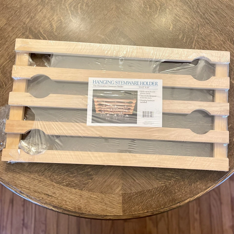 Porta-copos de madeira natural pendurado 24 copos de vinho display de armazenamento 13,5x24 - Imagem 2 de 4