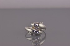 Sterling Silver Dimensional Over  Under Dolphins Wrap Band Ring 925 Sz: 8