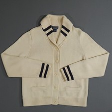 Vtg Polo Jeans Co Ralph Lauren Shawl Collar Cardigan Mens L Ivory Navy Stripe