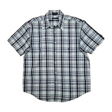 Nautica Karohemd Herren L Navy Grau Kurzarm B...