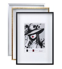 3D Rahmen Aluminium Objektrahmen Bilderrahmen mit Passepartout & gehärtetem Glas