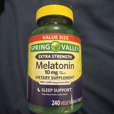 Spring Valley Melatonin Tablets Dietary Supplement Value Size, 10 mg, 240 Count