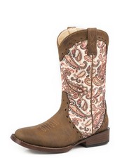 Roper Western Boot Girls Paisley Wide Square Brown 09-018-1901-1528 BR