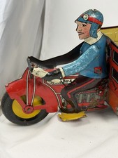 Marx Toy Tin Litho Wind Up Speedy Boy Motorcycle Delivery 1930's Works