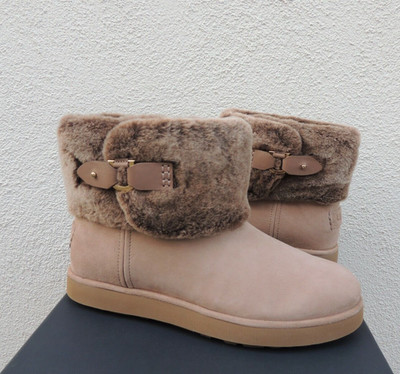 UGG AMPHORA CLASSIC BERGE MINI SUEDE/ SHEEPSKIN BOOTS, WOMEN US 9/ EUR 40 ~NEW